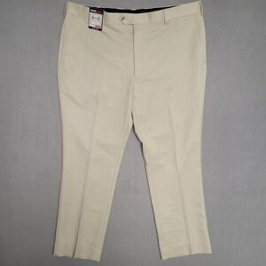 Roundtree & Yorke TravelSmart Flat Front Classic Fit Pants 40x29 Beige